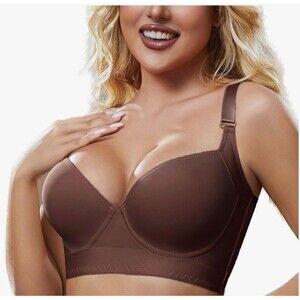 NEW Women's 44C Coffee Brown Underwire Back Support Bra Molded Cups